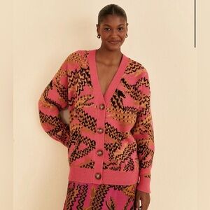 NWD Farm Rio Pink Croco Cardigan Sweater Large-Defect